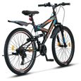 Licorne Bike Vélo VTT 26" Premium Vélo [26, Noir/Bleu/Orange]-2