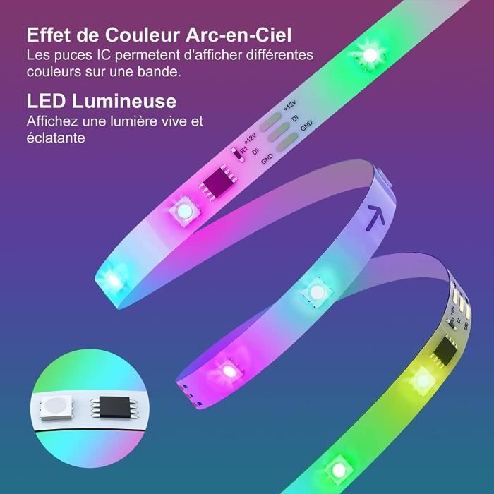 RGB Neon Ruban LED 3M, Effet Arc-en-Ciel, Bande LED Chambre