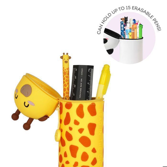 Trousse Silicone 2 En 1 Bleue - Porte-stylo Vertical - Fermeture Éclair - Cartoon