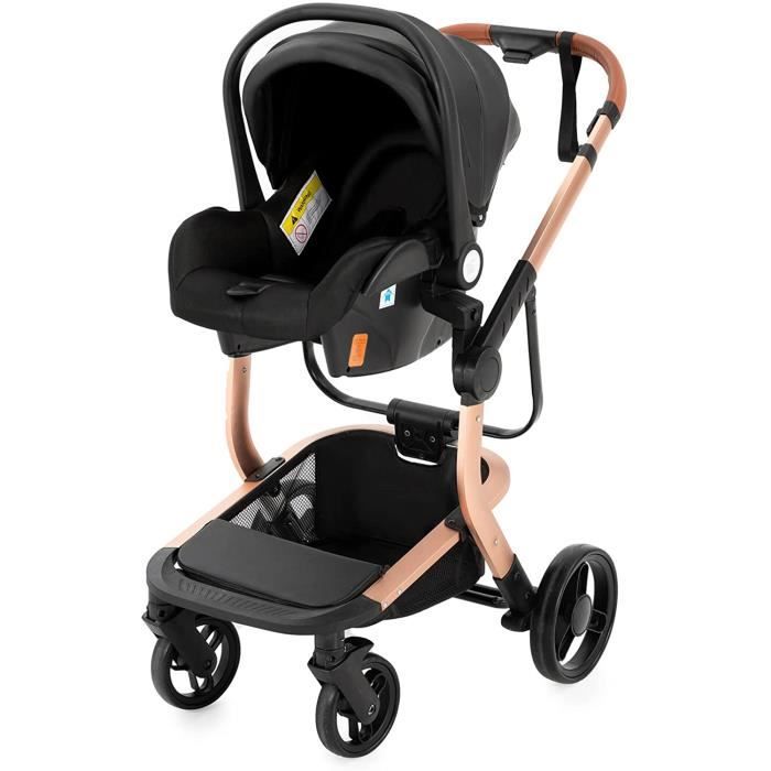 3 en 1 Poussette Combinée Poussette Citadine Poussette Canne Landau  Poussette Nouveau-né Portable Voyage Chariot Bébé Buggy Pliable Luxe Haut  Paysage Bébé Landau (739 Black) : : Bébé et Puériculture