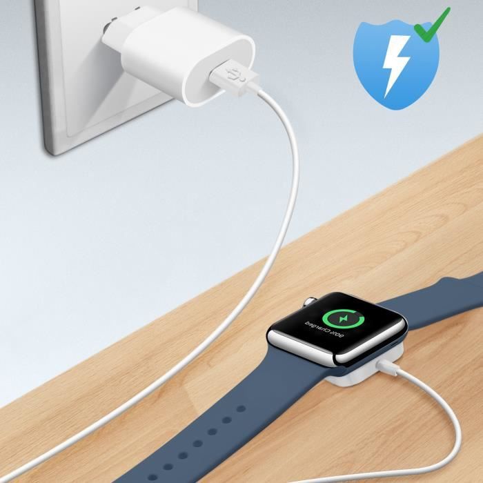 Câble Chargeur magnétique AVIZAR - Apple Watch 3 / 2 / 1 - Blanc - Recharge  rapide et sécurisée