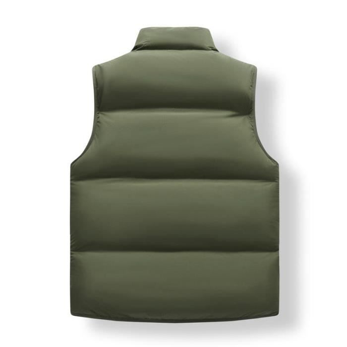 Doudoune sans Manche Homme Exterieur Casual Cargo Col Montant Grande Poches Vert militaire Cdiscount Pret a Porter