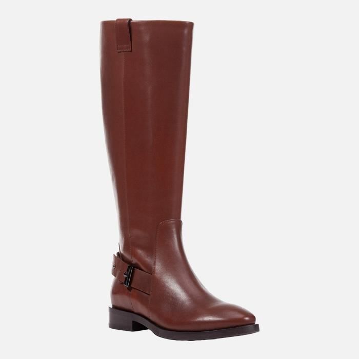 Bottines Femme Geox DONNA BROGUE Cuir Marron Respirabilite et Confort Marron Cdiscount Chaussures