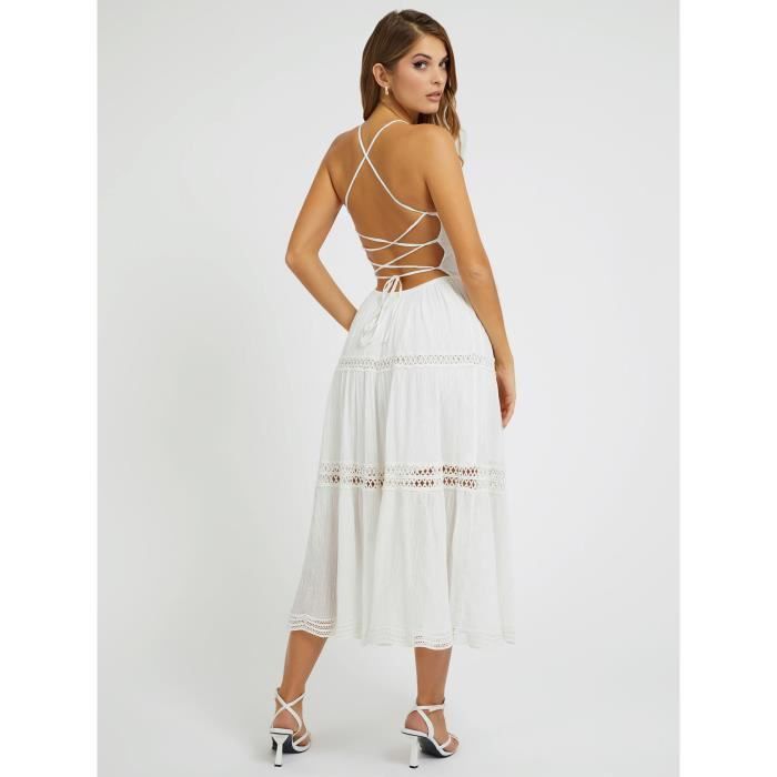 Robe D'Été Grise GUESS - Bretelles Fines - Taille M - Polyester (Voile) - Occasion Excellent État