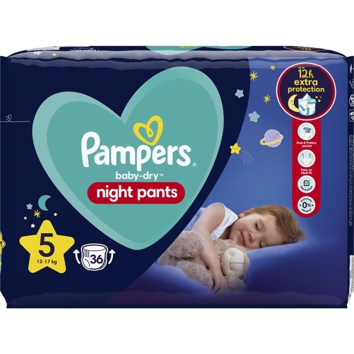 PAMPERS Baby-Dry Night Pants pour la nuit Taille 5 - 36 Couches-culottes -  Cdiscount Puériculture & Eveil bébé