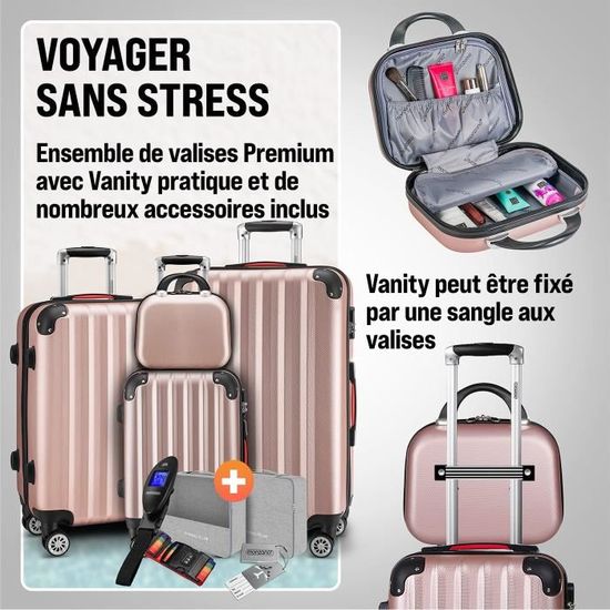 A13 Set de valises rigides /à 4 roulettes Taille M L et XL Or champagne M Handgep/äck