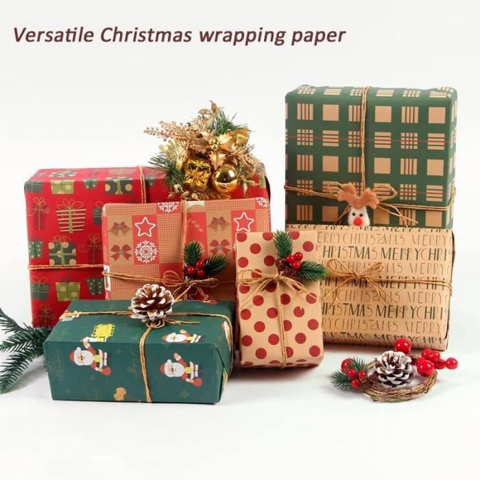 12pcs Papier Cadeau Kraft Noël Décoratif Papier 6 Modèles 70*50cm avec 12  Étiquettes + Corde d'emballage + Ruban Adhésif Double Face - Cdiscount  Beaux-Arts et Loisirs créatifs