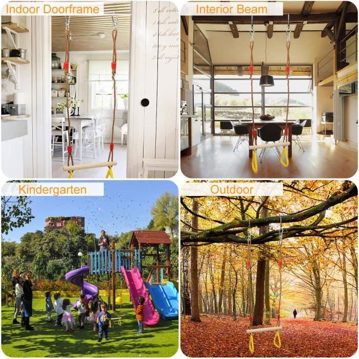 Katomi Balançoire trapèze Multifonction en Bois pour Enfants avec Anneaux de Gymnastique en Plastique pour accrocher jusqu'à Une Charge de 120kg Bleu (Ringschaukel Katomi Balançoire trapèze Multifonction en Bois pour Enfants avec Anneaux de Gymnastique en Plastique pour accrocher jusqu'à Une Charge de 120kg Bleu (Ringschaukel