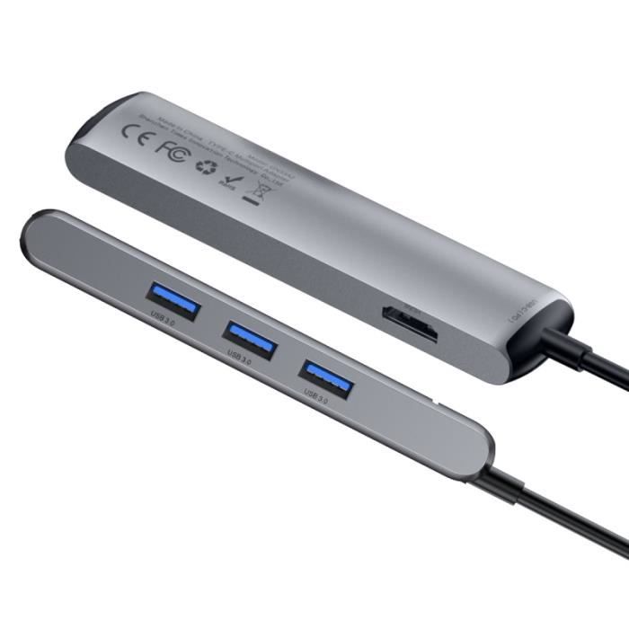HUB USB Type-c Vers HDMI, Adaptateur USB 3.0, Station D'accueil 6 En 1 Pour  MacBook Pro Air - Baseus