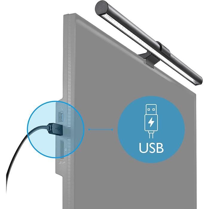 BenQ ScreenBar Plus lampe de bureau LED pour ecran PC, Alimentee par USB,  Gain d'espace, Eclairage intelligent, Protection de - Cdiscount Maison