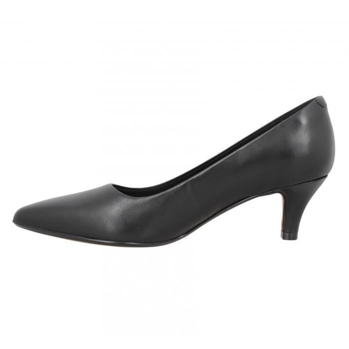 Chaussures Femme Clarks En Cuir Noir – Talons Aiguilles 3 Pouces – Taille UK 5