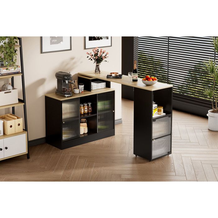 Table de bar extensible avec espace de rangement, Ilot central cuisine ...