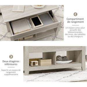 Table Basse Coffre Table de Salon Bois Massif Vintage Shabby Loft Blanc