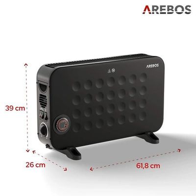 TROTEC TCH 18 E – Radiateur Convecteur Électrique 2000 W Puissant, Chauffage D'Appoint Rapide Et Silencieux Avec 3 Niveaux + Thermostat