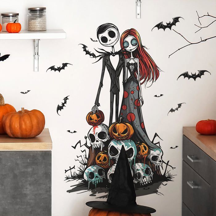 2 Autocollants Muraux Halloween Citrouille 3D - PVC, 60x90 Cm, Pour Salon, Chambre, Décoration Effrayante