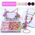 1150 Grains de Perles en Acrylique Bricolage Jouet Educatifs pour la Fabrication DIY de Bracelet Collier Bijoux Enfant Fille Cadeau-0