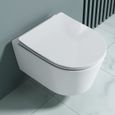 WC suspendu blanc céramique Sogood Aix306 toilette abattant silencieux avec frein de chute 37x49x30cm-0