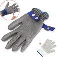 Gant protection anti-coupure pour boucher - En inox - Taille L - Gris-0
