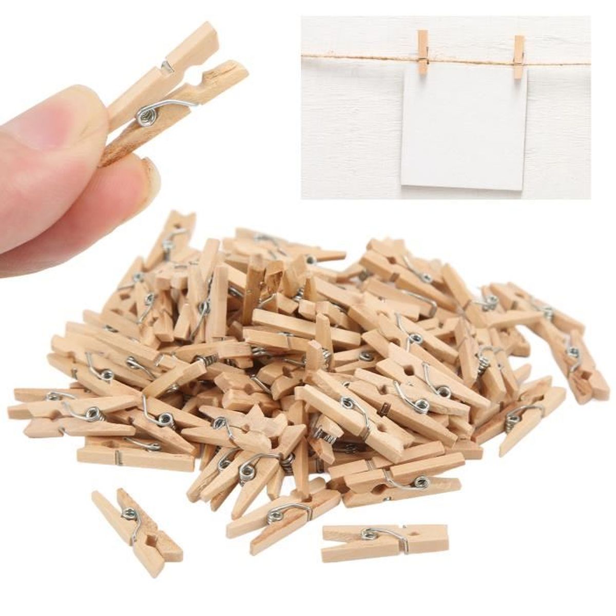 Oyfel Pince /à Linge Clip Bois Forme de Coeur Epingle Mini Petite Decorative D/écoration Papier Photo Craft DIY 100 Pcs Couleur Al/éatoire