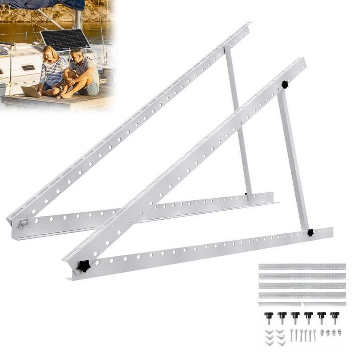 SUBTLETY Lot De 2 Supports De Panneau Solaire Pliables Jusqu'à 104 Cm