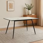 URBAN MEUBLE Table à manger de style scandinave - rectangulaire - escamotable - texture marbre - convient pour salon, salle à manger - blanche