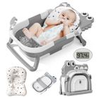LANTHOUR Baignoire Bébé Pliable Avec Coussin De Bain Et Thermomètre Intégré Et Trou de Drainage pour Bébé de 0 à 36 Mois - Gris