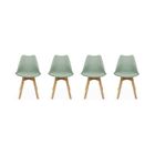 ALICE'S HOME Lot de 4 chaises scandinaves. pieds bois de hêtre. fauteuils 1 place. vert céladon