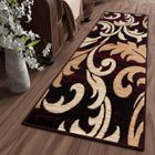 TAPISO Tapis Couloir Poil Court DREAM Beige Marron Rouge Feuilles Polypropylène Intérieur 90x130 cm