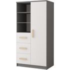 Armoire chambre d'enfants - HUCOCO - MARLIE - 3 tiroirs + 5 étagères - Beige