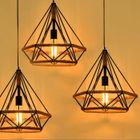 STOEX 1pcs E27 Lustre Suspension Industrielle forme Diamant Corde de chanvre 25cm Rétro Luminaire pour Salon Cuisine Bar