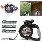 TEMPSA Laisse Large Chien 8M 50kg 9 LED Rétractable Nuit Poignée antidérapant Avec crochet Camouflage gris
