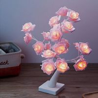 Lampe à LED pour arbre - Lumière LED avec 24 pétales de rose - Perle LED pour décoration de Noël, maison, fête