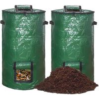 2 composteurs de jardin – Composteur rapide avec couvercle, sac à déchets de jardin, composteur rapide, bac en plastique pour balcon