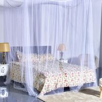 Moustiquaire, Baldaquin de lit à quatre poteaux d'angle, Facile et rapide à installer, Rideau de lit queen size, Blanc