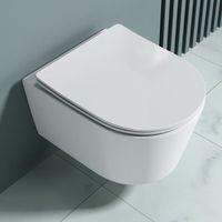 WC suspendu blanc céramique Sogood Aix306 toilette abattant silencieux avec frein de chute 37x49x30cm