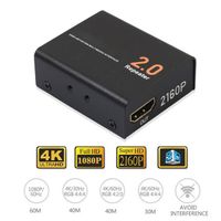 Répéteur 2.0 compatible HDMI, amplificateur et séparateur de Signal 4K, câble d'amplification Audio et vidéo