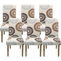 Housses de chaise de salle à manger, motif floral kaki Lot de 6 housses de chaise lavables extensibles universelles