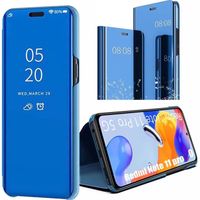 Coque pour Xiaomi Redmi Note 11 Pro 5G-4G Rabat Effet Miroir Protection Antichoc - Bleu