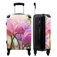 Grand Valise NoBoringSuitcases.com® - Bagage léger - 4 roues - 90 Litres - Valise de Voyage - Tulipes - Fleurs - Rose - Plantes - Pr