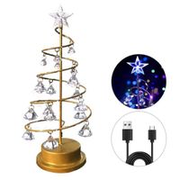 Arbre de Noël Lampe LED en Cristal, Arbre de Noël Lumineux en Métal, lampe arbre en cristal avec USB, Colorful