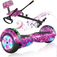 Hoverboard Kart 6.5" SISIGAD Hoverkart Ajustable,Hoverboard Bluetooth LED pour Enfant et Ados - Violet