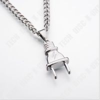 TD® Hip Hop strass prise électrique forme pendentifs colliers chaînes bijoux cadeaux tour Fashion Silver plug collier Couleur: ar