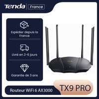 TENDA Routeur WiFi 6 AX3000 dual bande, processeur double cœur 1.6 GHz, OFDMA+MU-MIMO,Télécommande, Contrôle parental, TX9 pro