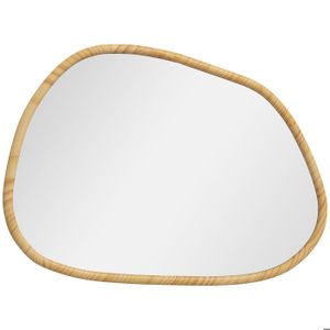 Miroir rond bois salle de bain en teck massif MANDI 50cm
