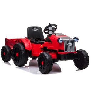 Tracteur électrique enfant 2x12 volts 6 roues gomme EVA avec remorque pack  luxe - Cdiscount Jeux - Jouets