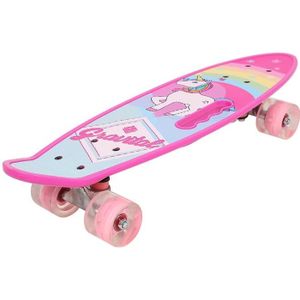 SKATEBOARD - LONGBOARD Skateboard Longboard Rose YINQKLQ - Avec Roues Clignotante - Motif Licorne - Enfant - Glisse urbaine
