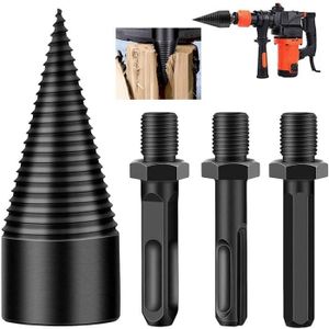 Fendeur De Bûches 32mm Avec 3 Adaptateurs - Vis Conique Pour Perceuse, Outil Rapide Et Efficace