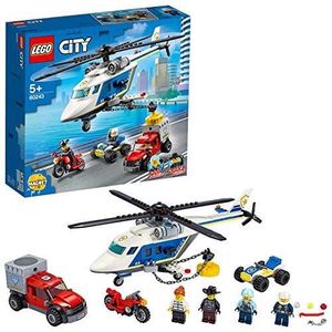 ASSEMBLAGE CONSTRUCTION LEGO 60243 City jouet d’arrestation en hélicoptère avec un quad tout-terrain, une moto et un camion, set de construction 6024