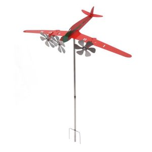 GIROUETTE - CADRAN Mothinessto moulin à vent d'avion Girouette d'avion en métal 3D rouge, antirouille, lisse, moulin à vent, pour jardin cadran