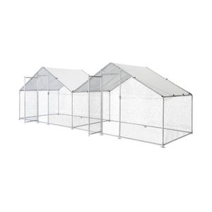 POULAILLER Enclos pour poulailler 2x6m² - Babette - Volière en acier galvanisé. bâche de toit imperméable et anti UV. porte avec loquet. enclos